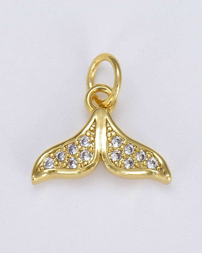 CZ Micro Pave Whale Tail Charm
