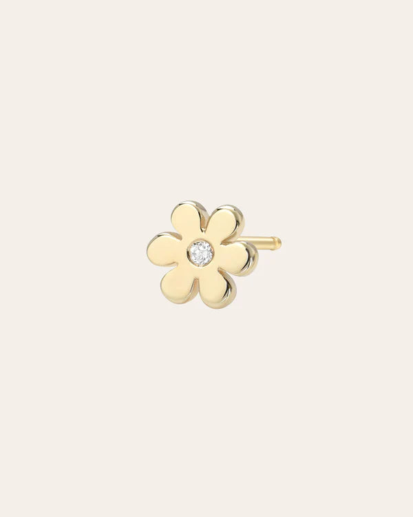 Tiny Flower with Diamond Stud (single)