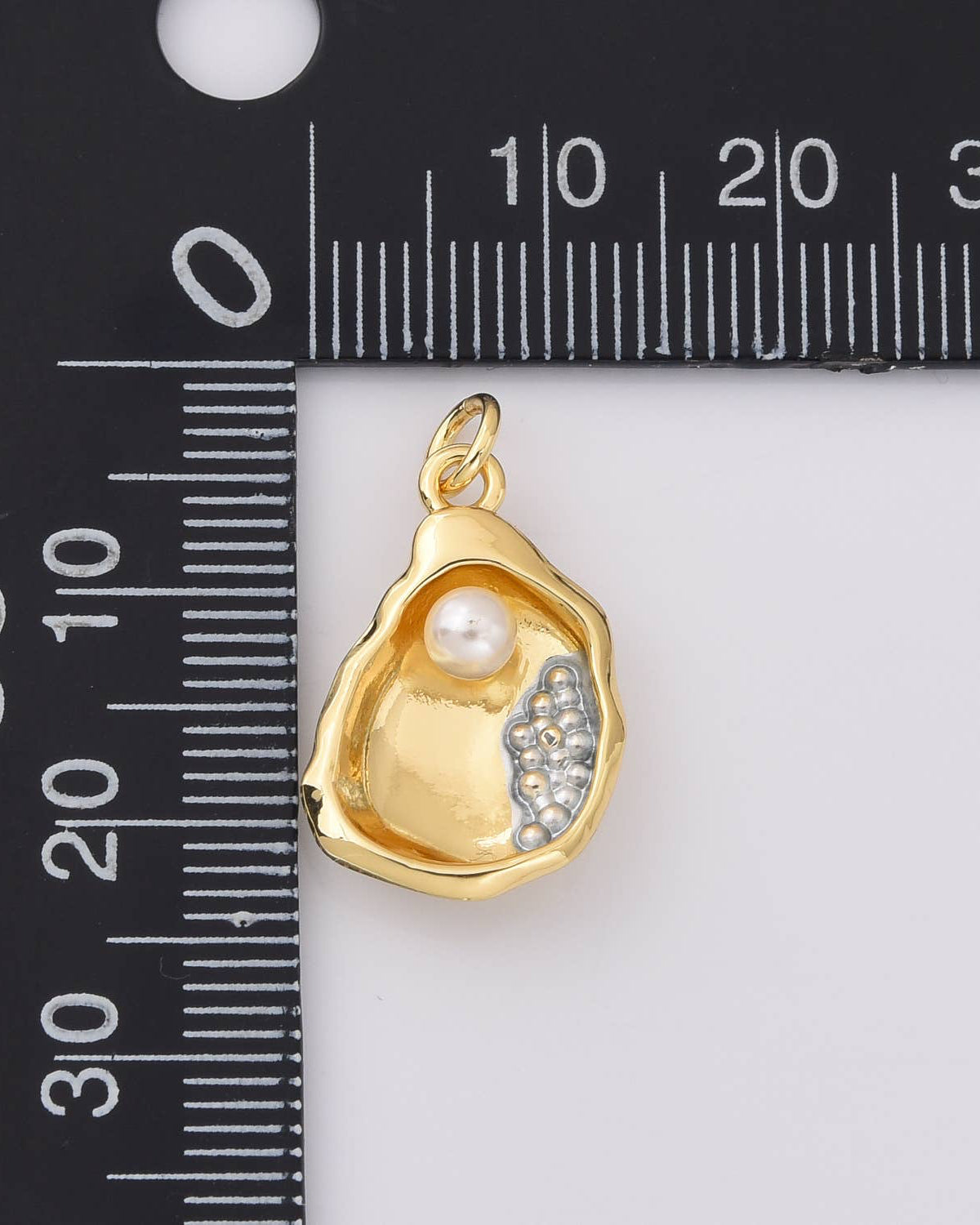 Oyster Shell Charm with Pearl