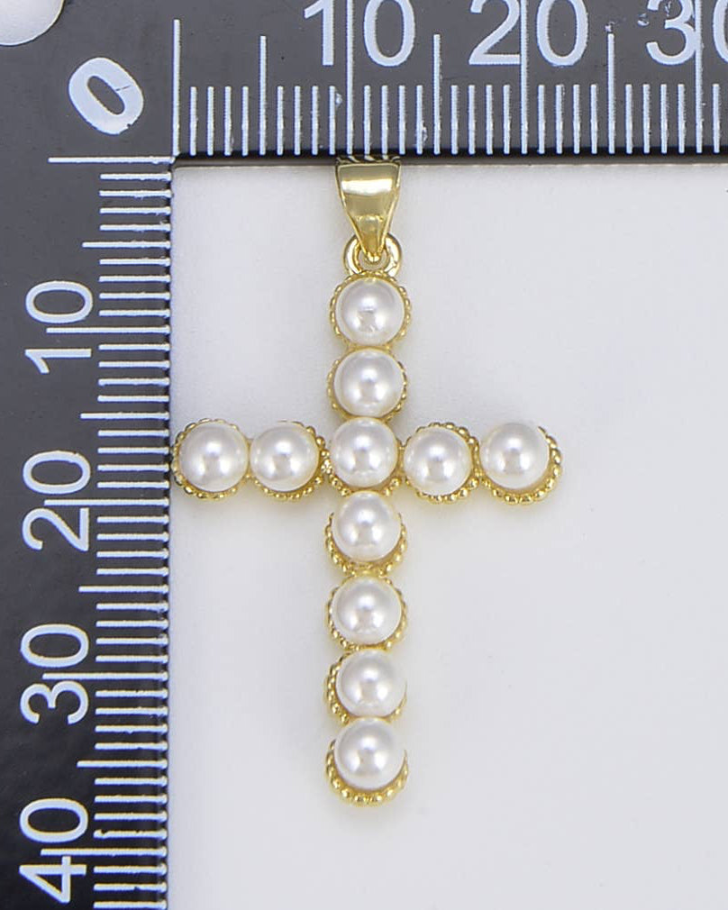 Pearl Cross Charm