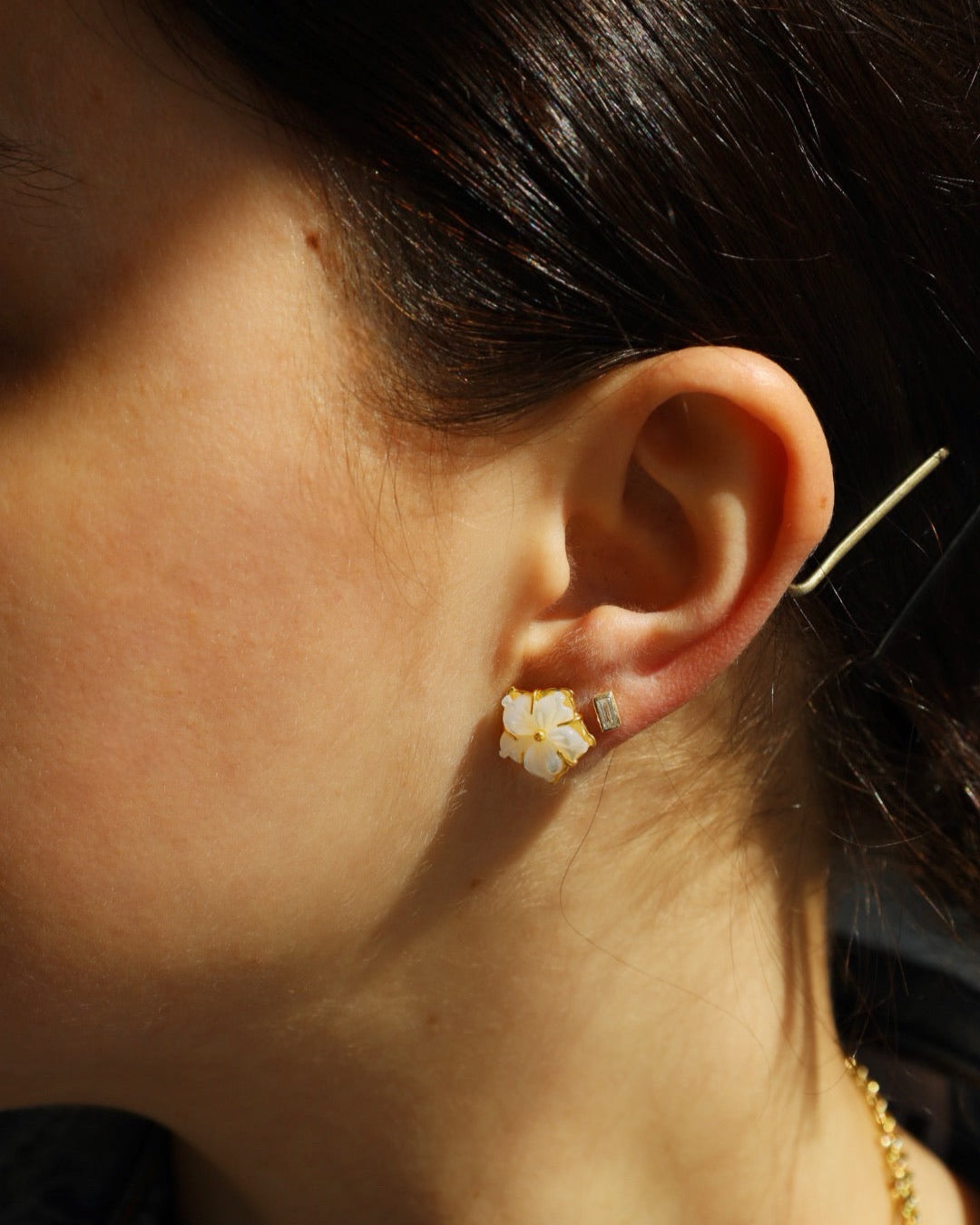 Plumeria MOP stud earrings