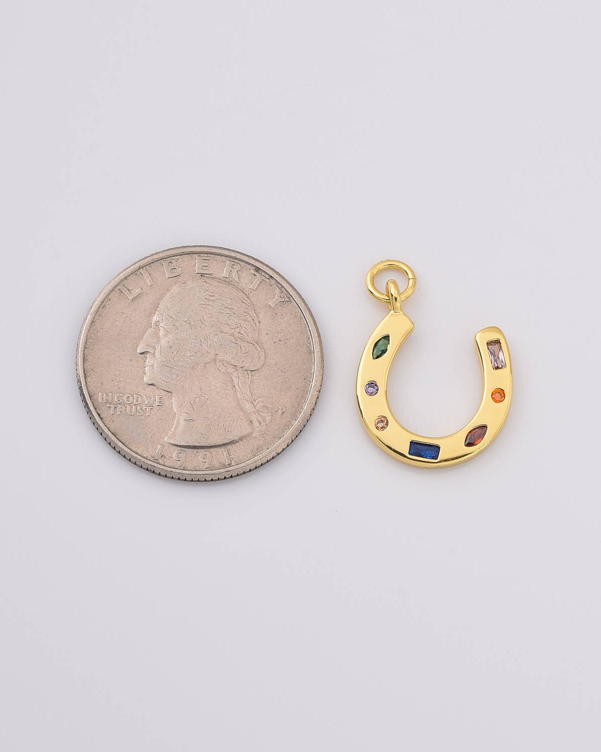 Rainbow Gemstone Horseshoe Charm
