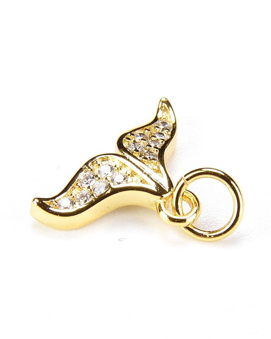 CZ Micro Pave Whale Tail Charm