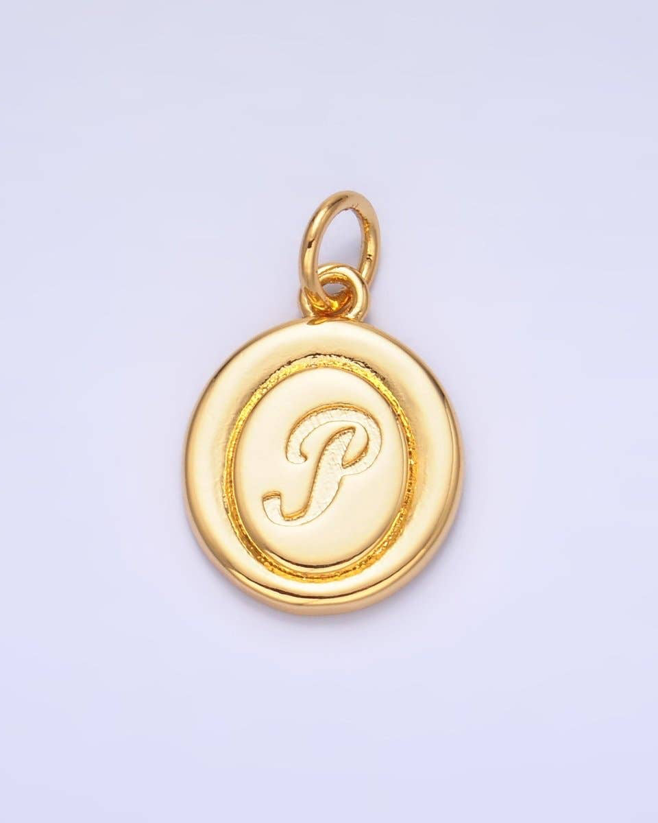 Initial Script Oval Charm