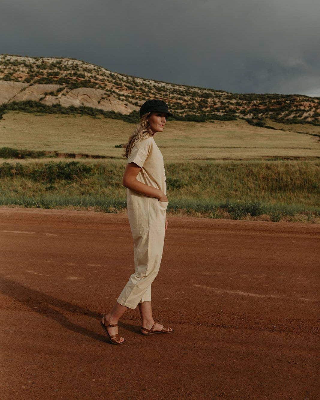 Short Sleeve Champagne Jumpsuit