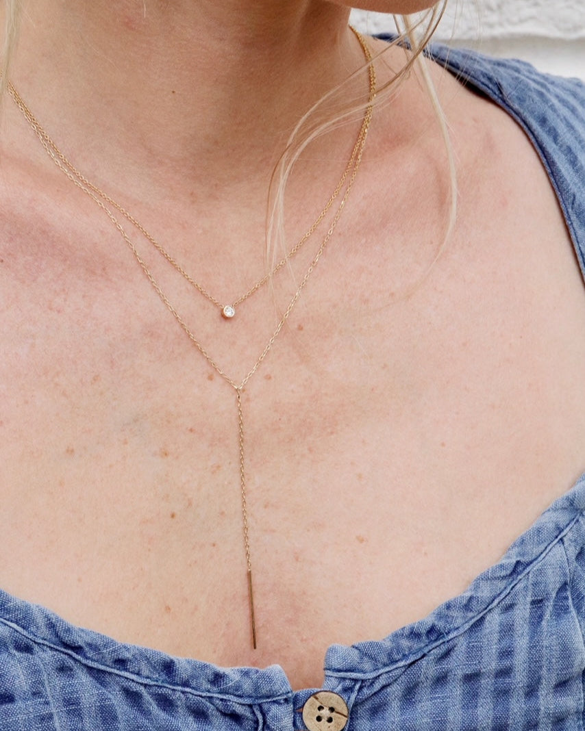 Large Bezel Diamond Necklace