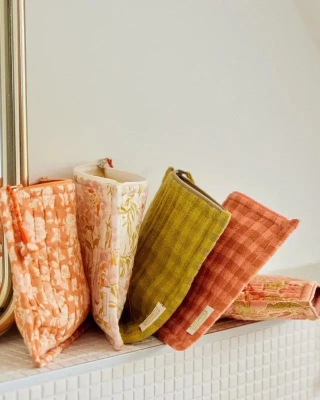 Small pouch - Pink/Terracotta Gingham
