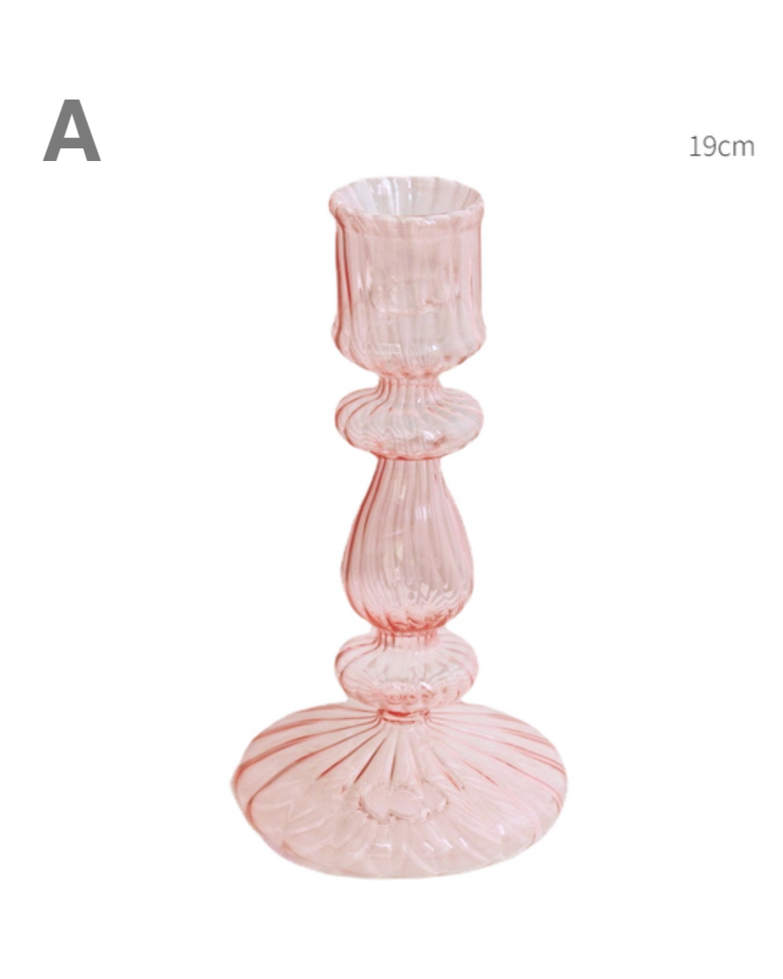 Pink Glass Candlestick Holder