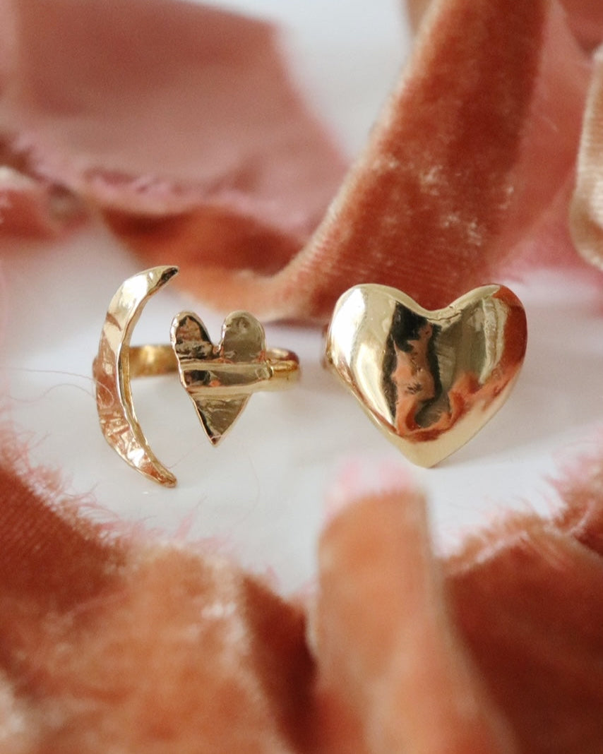 Artemis  Moon and Heart Ring