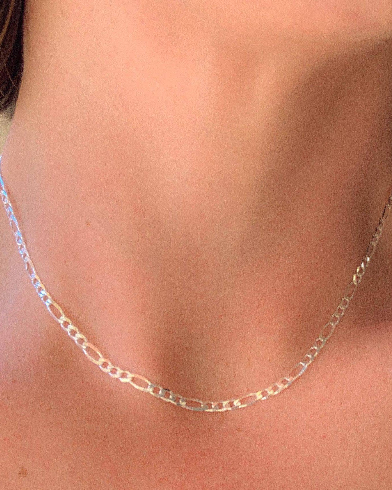 Thin Silver Figaro Chain Necklace