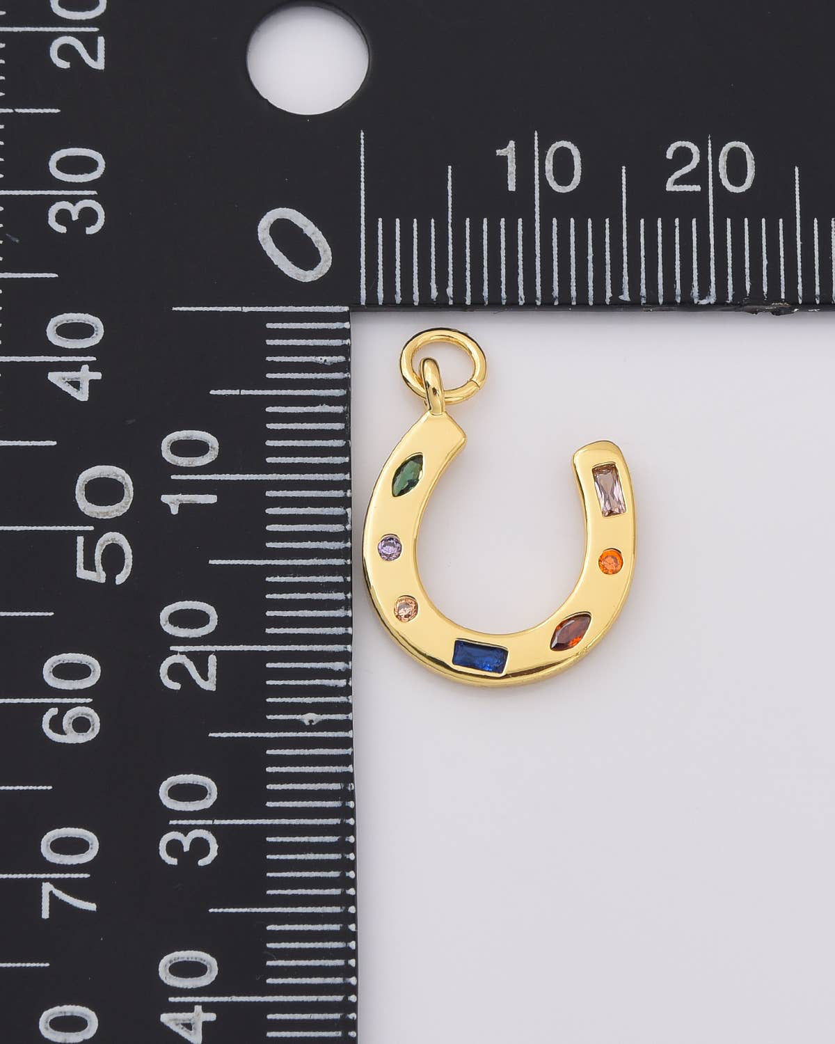 Rainbow Gemstone Horseshoe Charm
