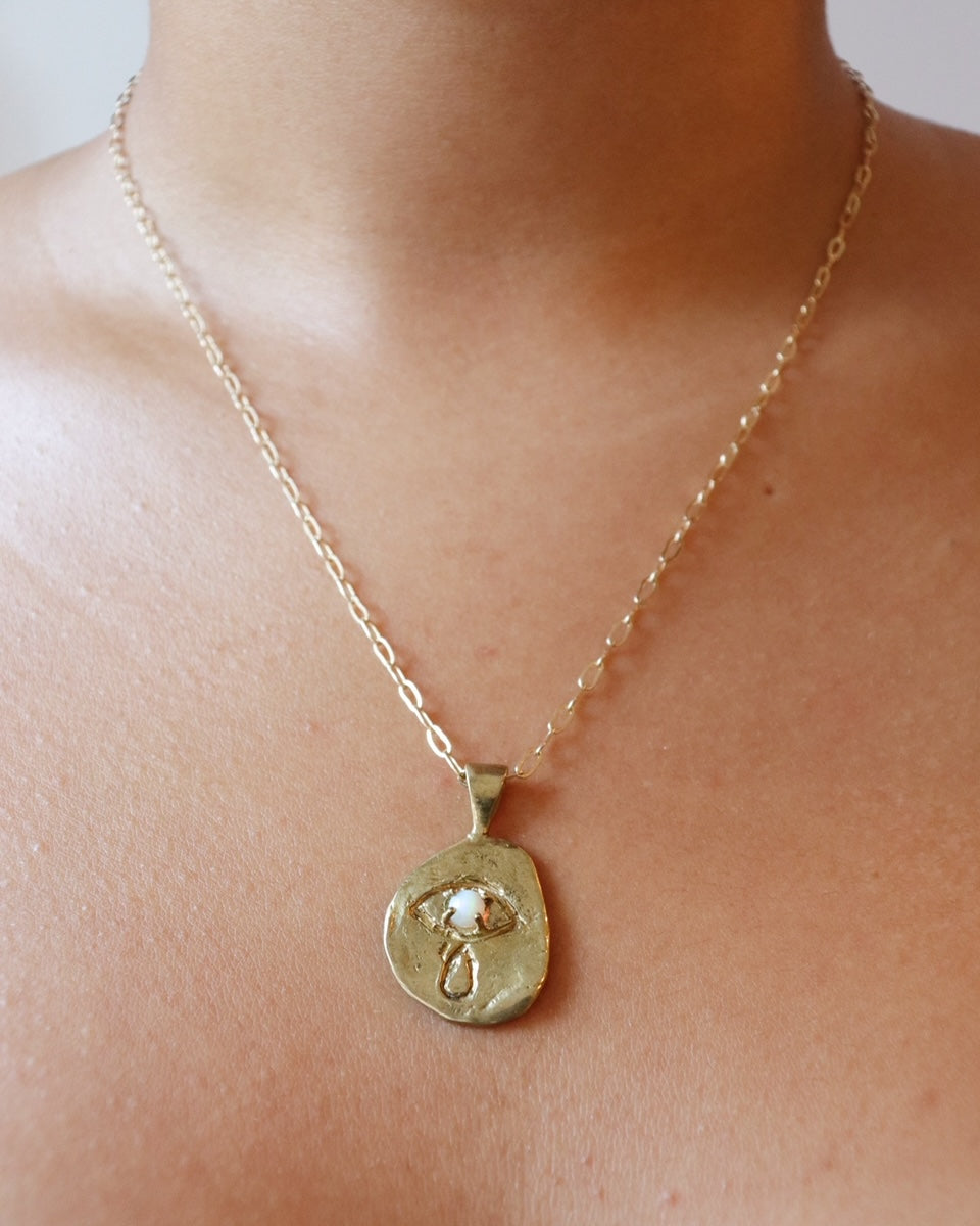 Crying Eye Gold Opal Necklace