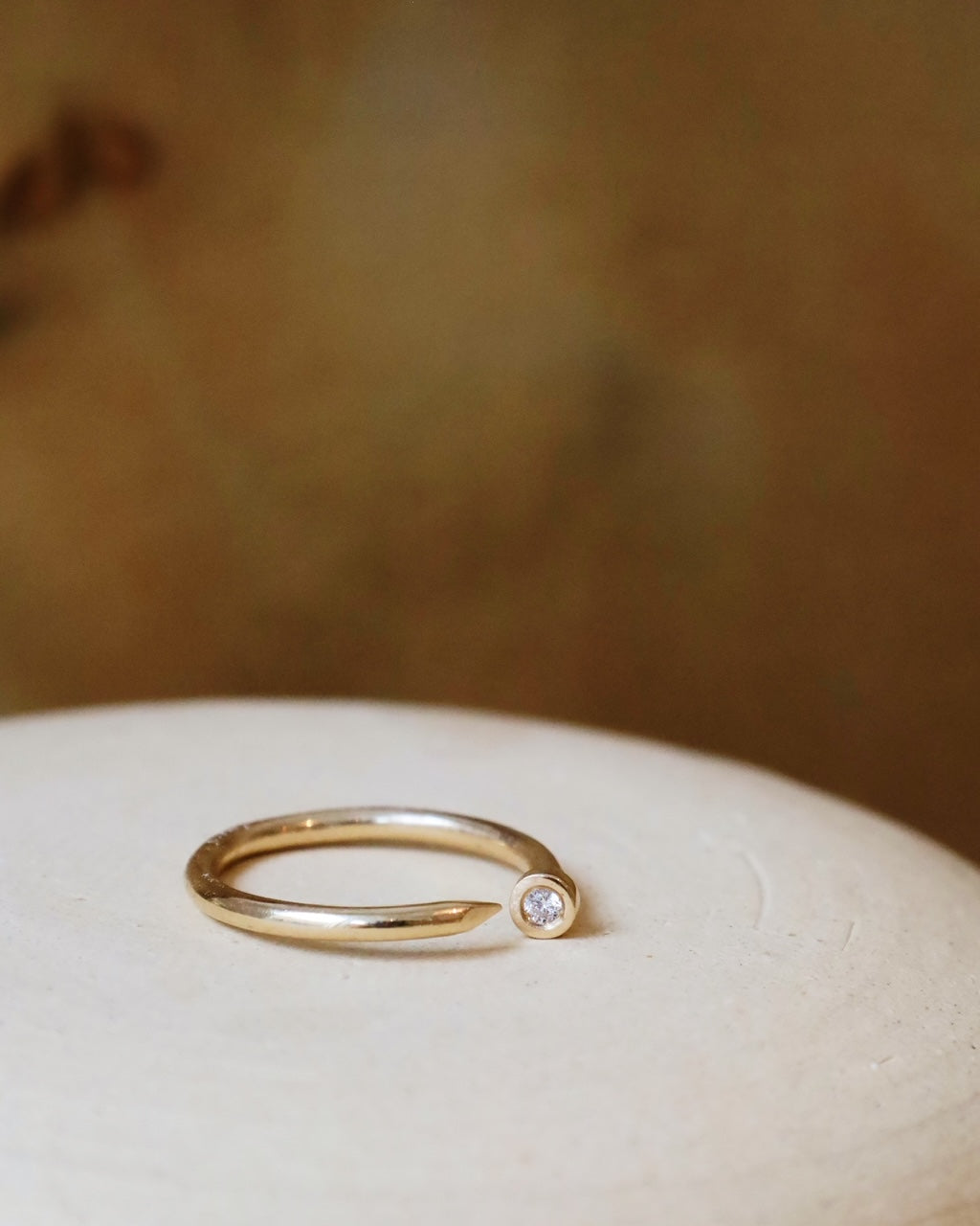 Diamond Nail Cuff Ring