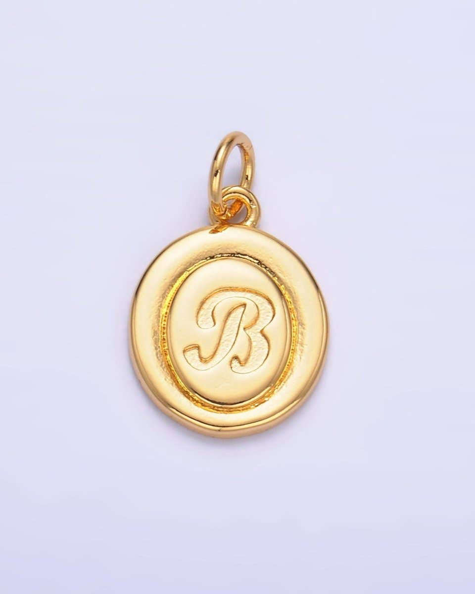 Initial Script Oval Charm