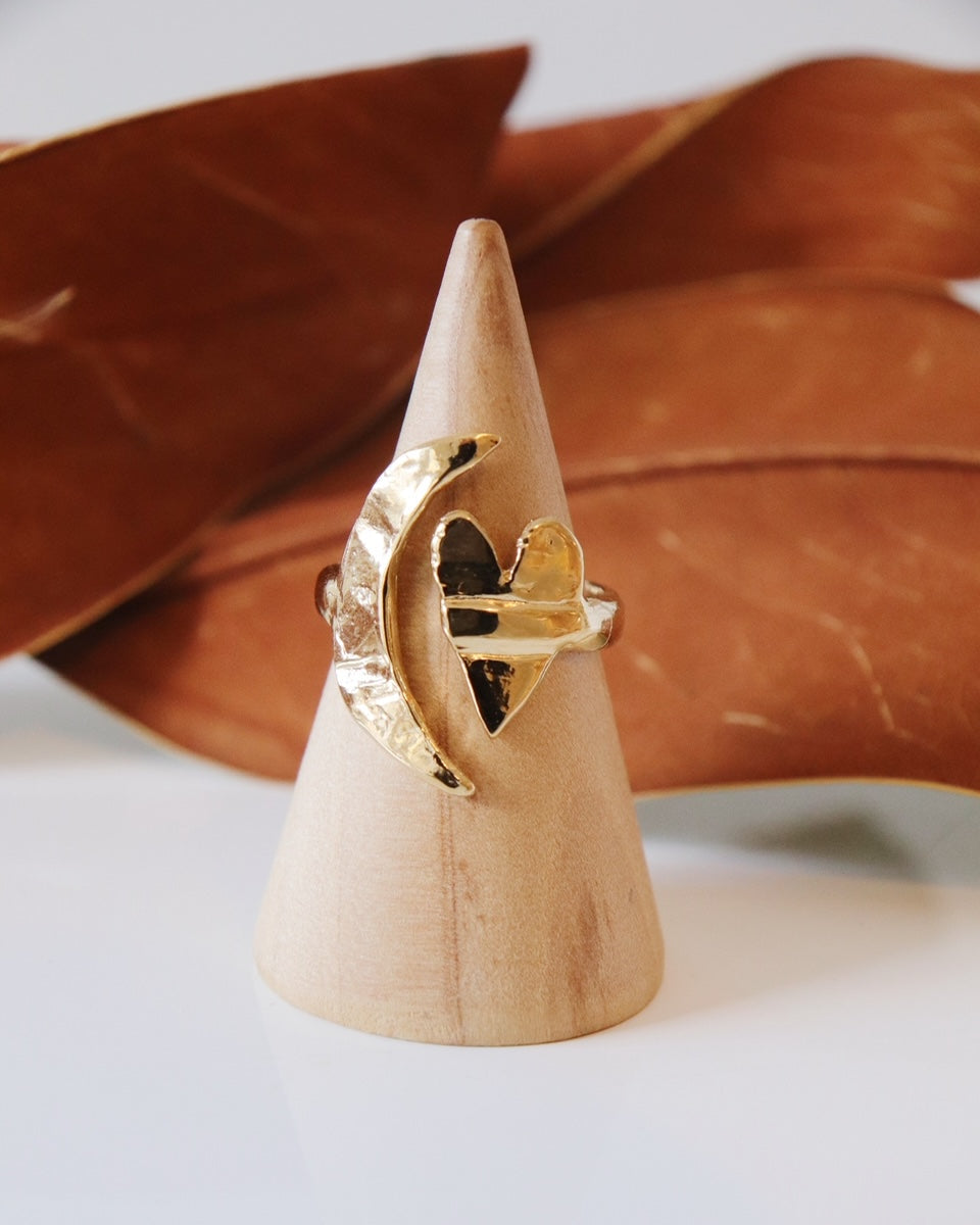 Artemis  Moon and Heart Ring