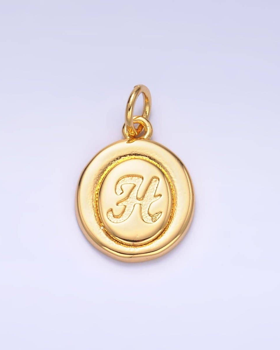 Initial Script Oval Charm