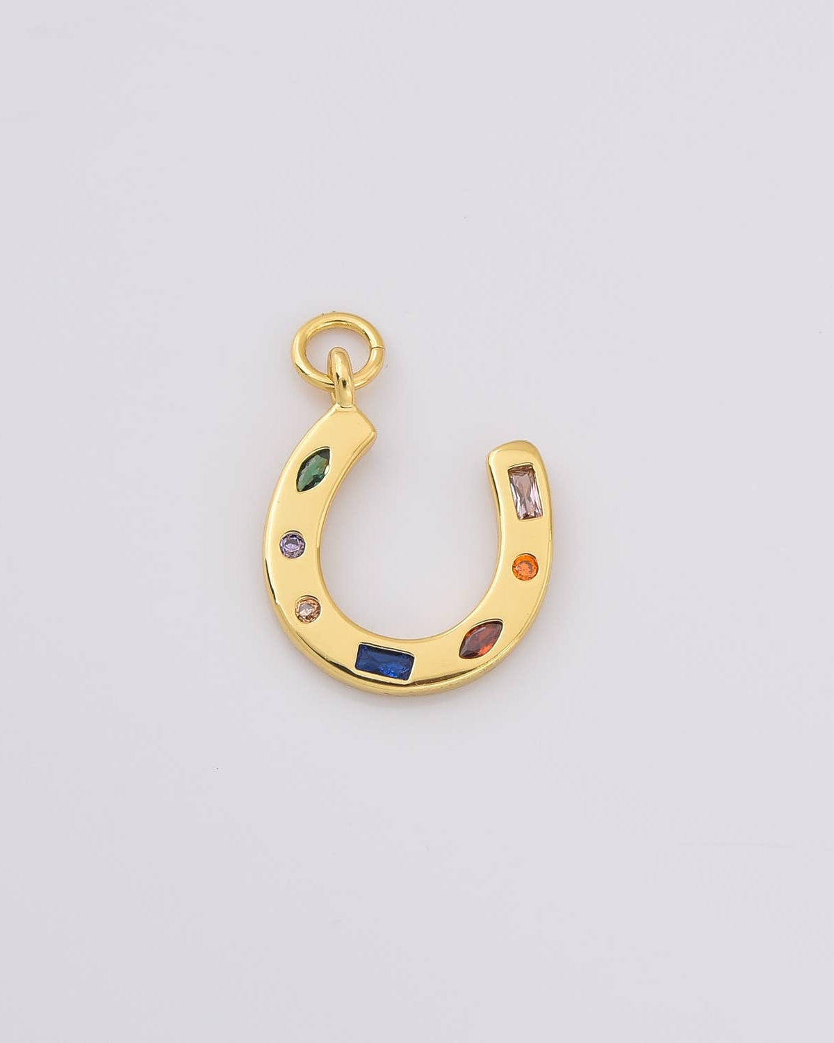Rainbow Gemstone Horseshoe Charm