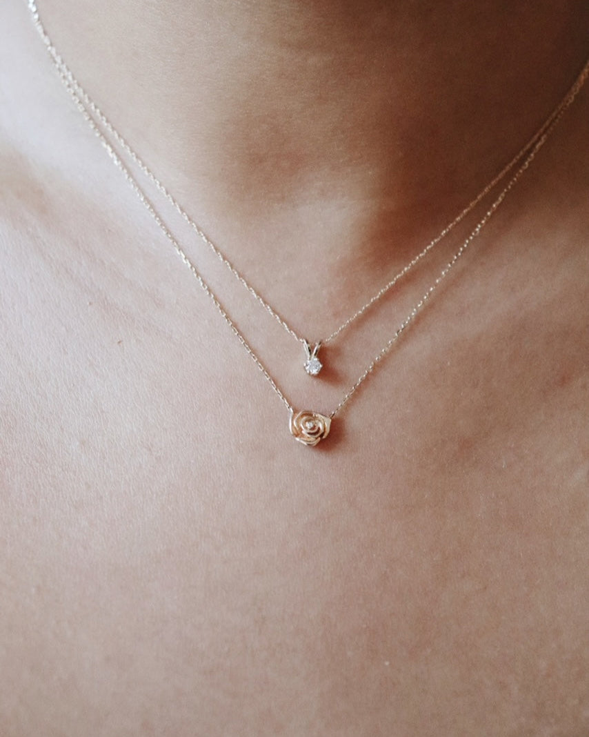 Gold Diamond Rose Pendant