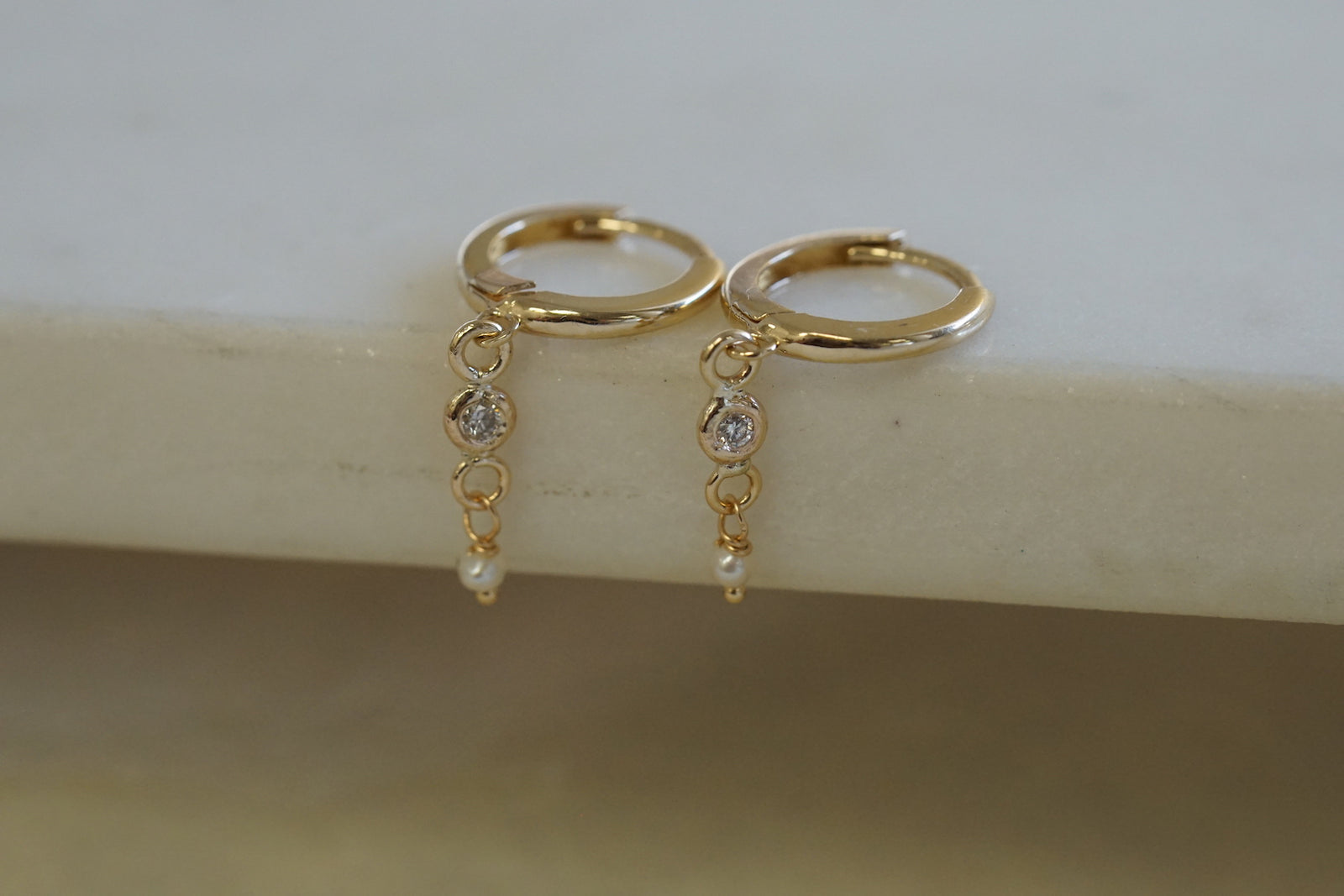 Pearl Diamond Drop Earring (single)