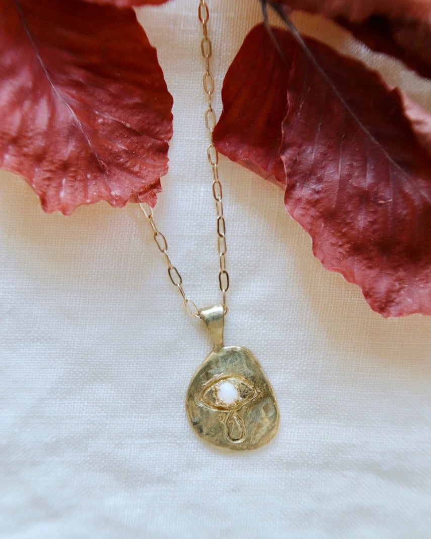 Crying Eye Gold Opal Necklace