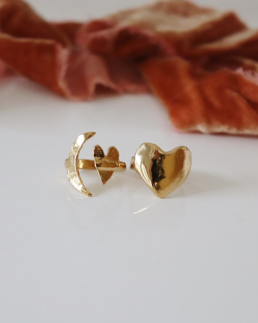 Artemis  Moon and Heart Ring