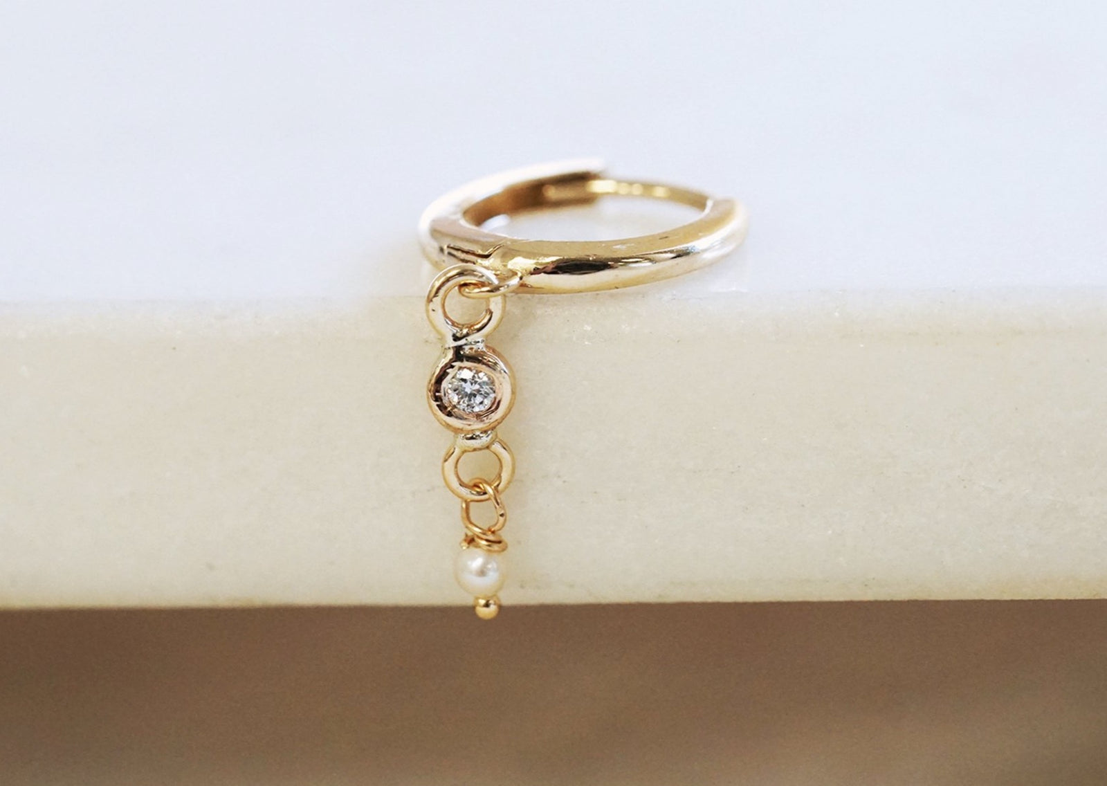 Pearl Diamond Drop Earring (single)