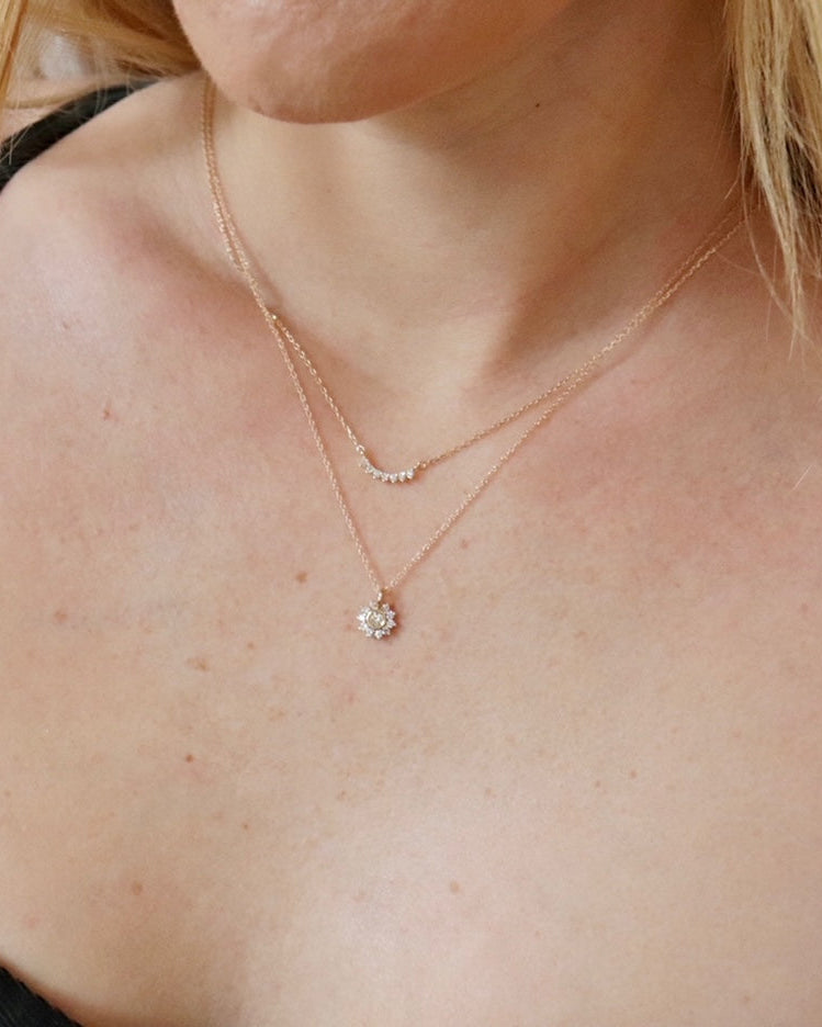 Diamond Sunflower Pendant Necklace