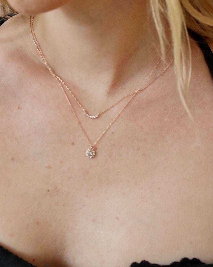 Diamond Sunflower Pendant Necklace