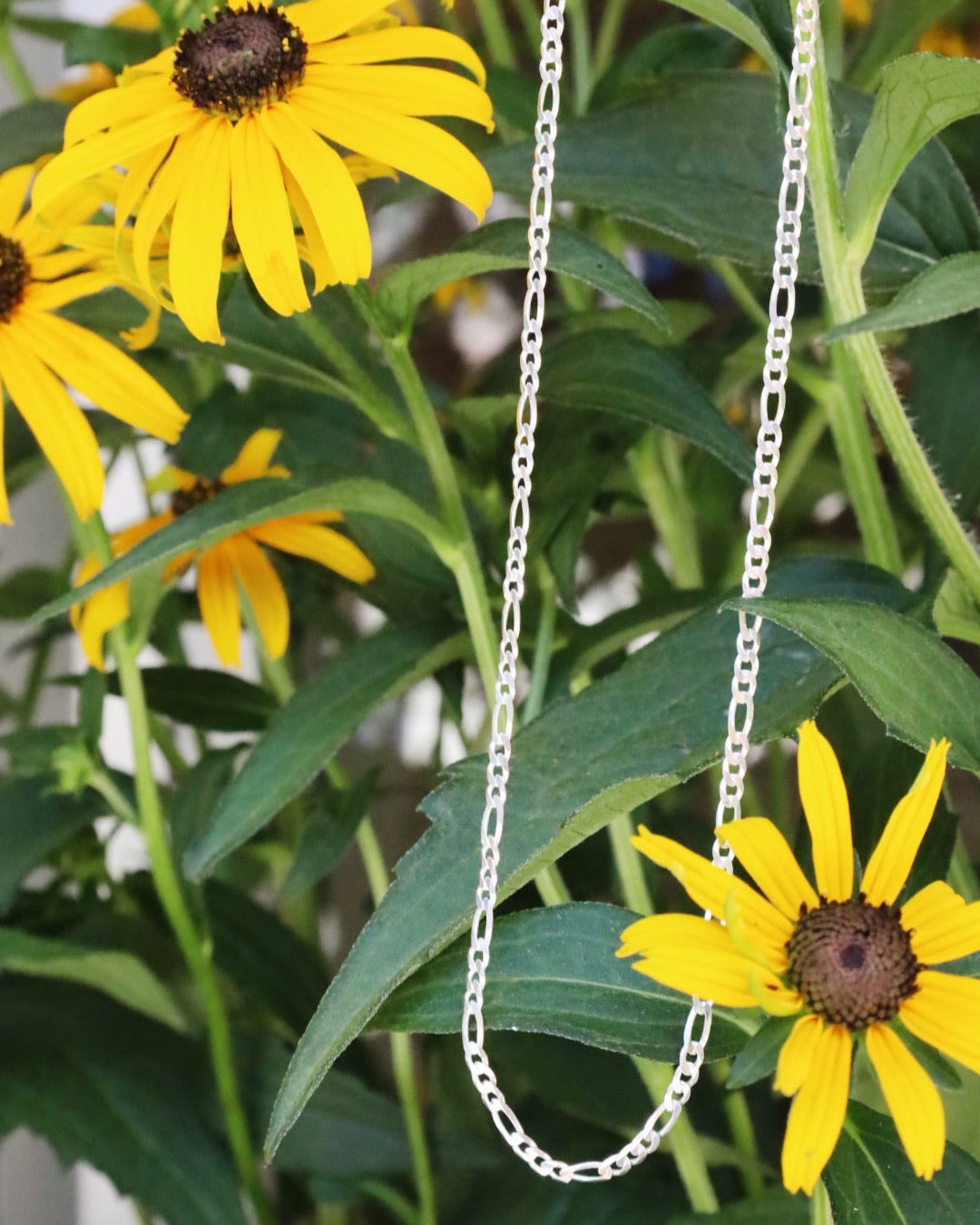 Thin Silver Figaro Chain Necklace
