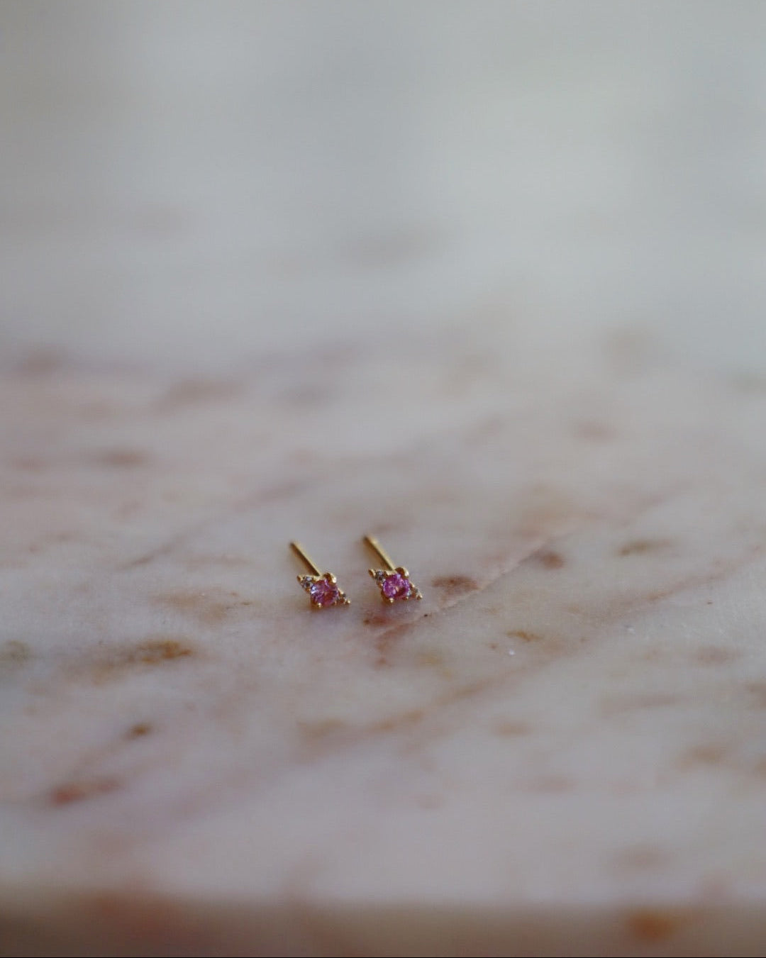 Pink Sapphire Triage Stud (single)