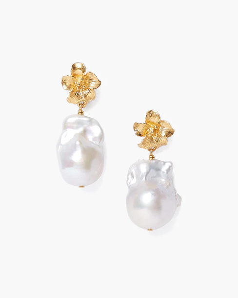 Hibiscus Pearl Drop Earring