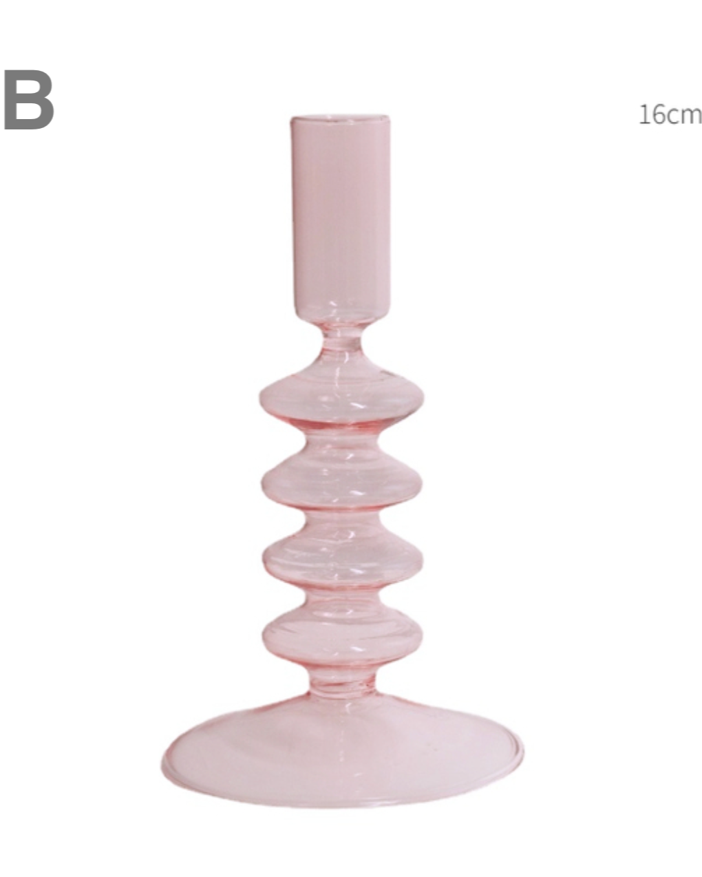 Pink Glass Candlestick Holder