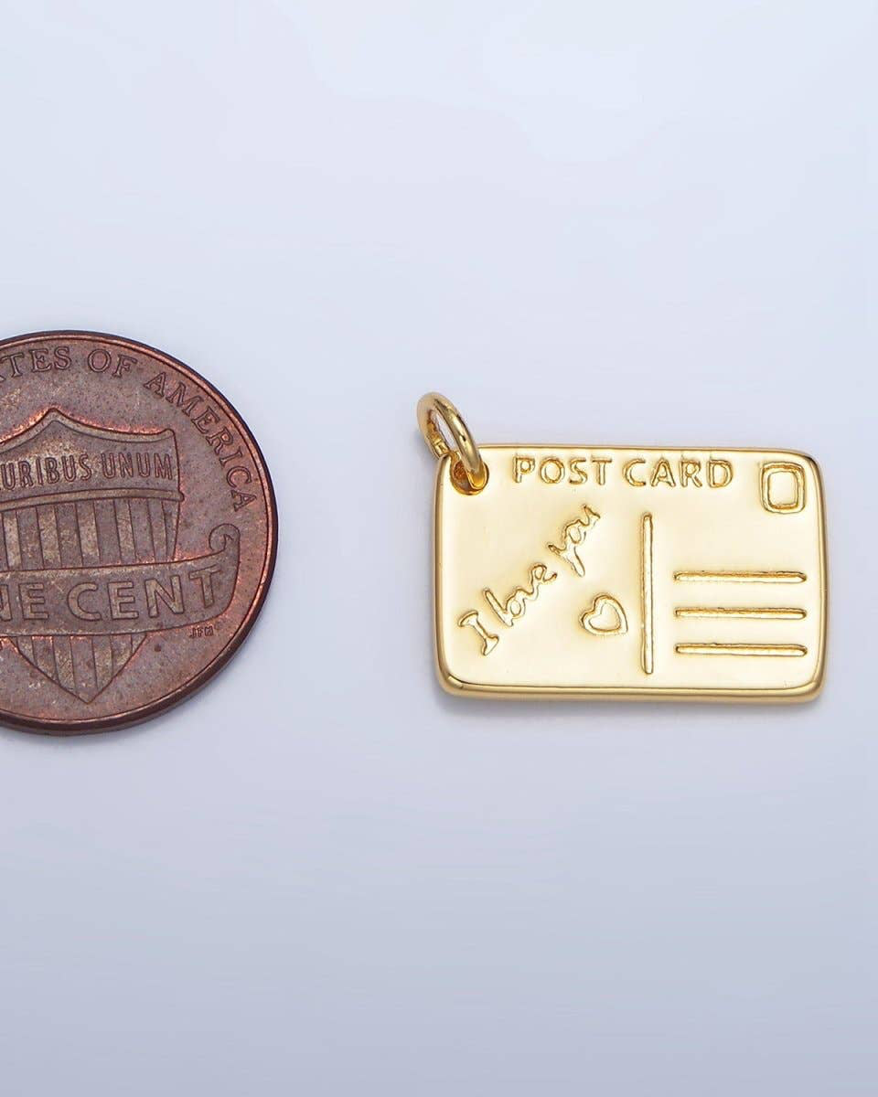 "I Love You" Script Post Card Charm