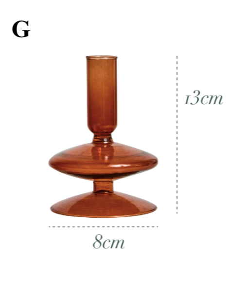 Brown Glass Candlestick Holder