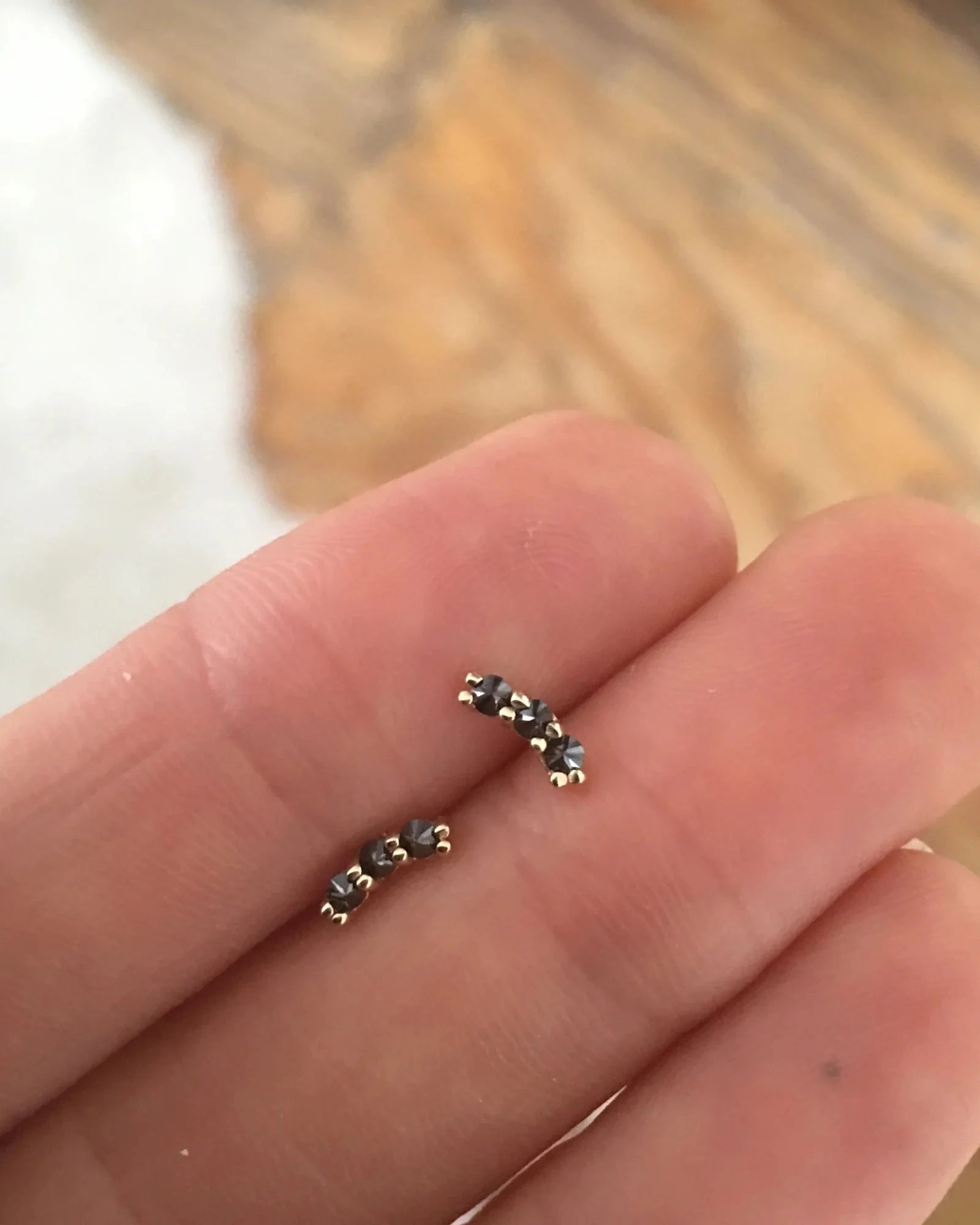 Natural Black Diamond Curve Stud (single)