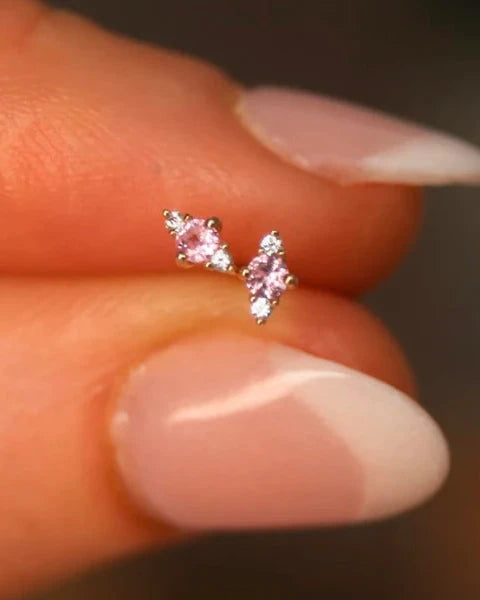 Pink Sapphire Triage Stud (single)