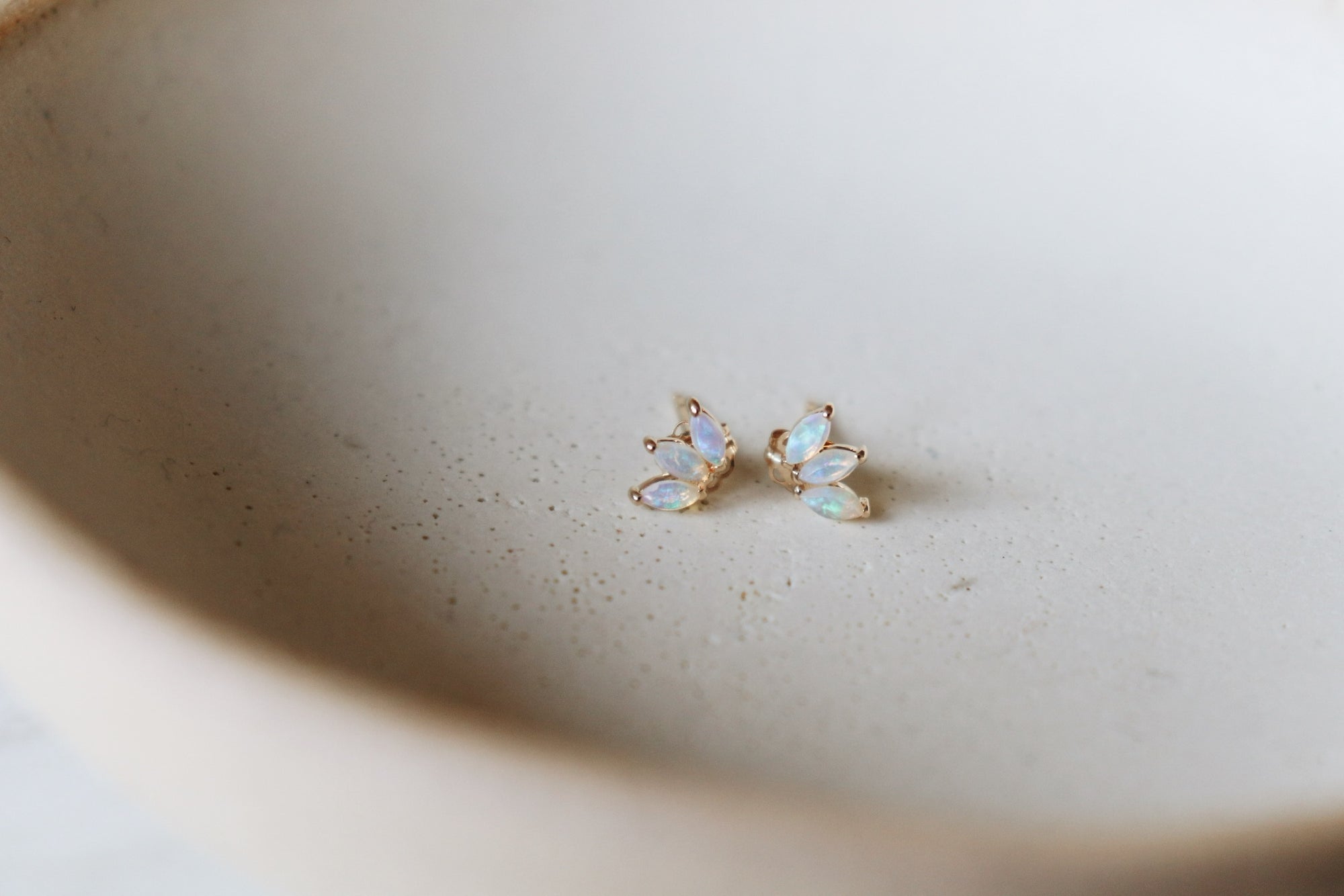Opal Lotus Stud Earring (single)