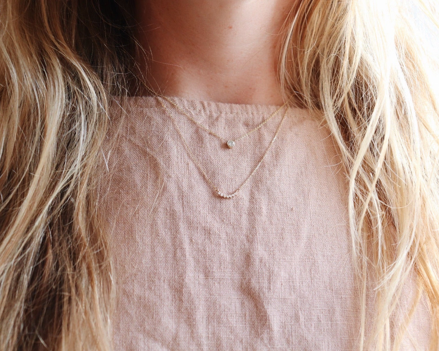 Large Bezel Diamond Necklace