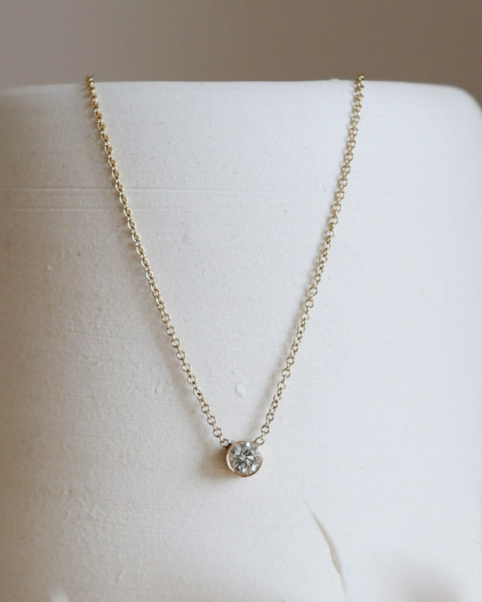 Large Bezel Diamond Necklace