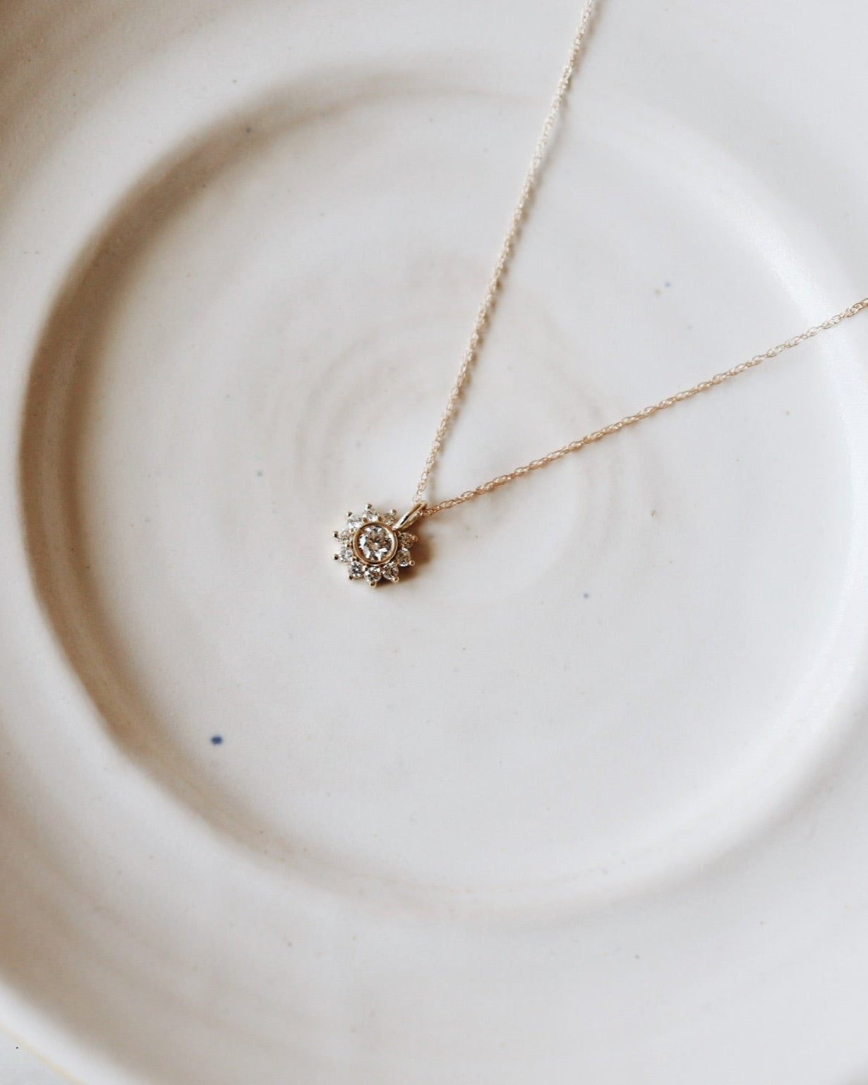 Diamond Sunflower Pendant Necklace