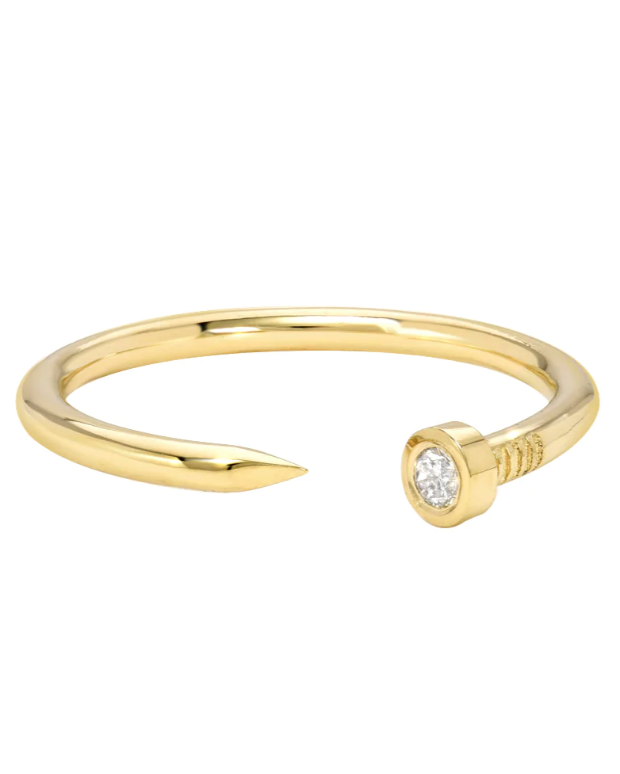 Diamond Nail Cuff Ring