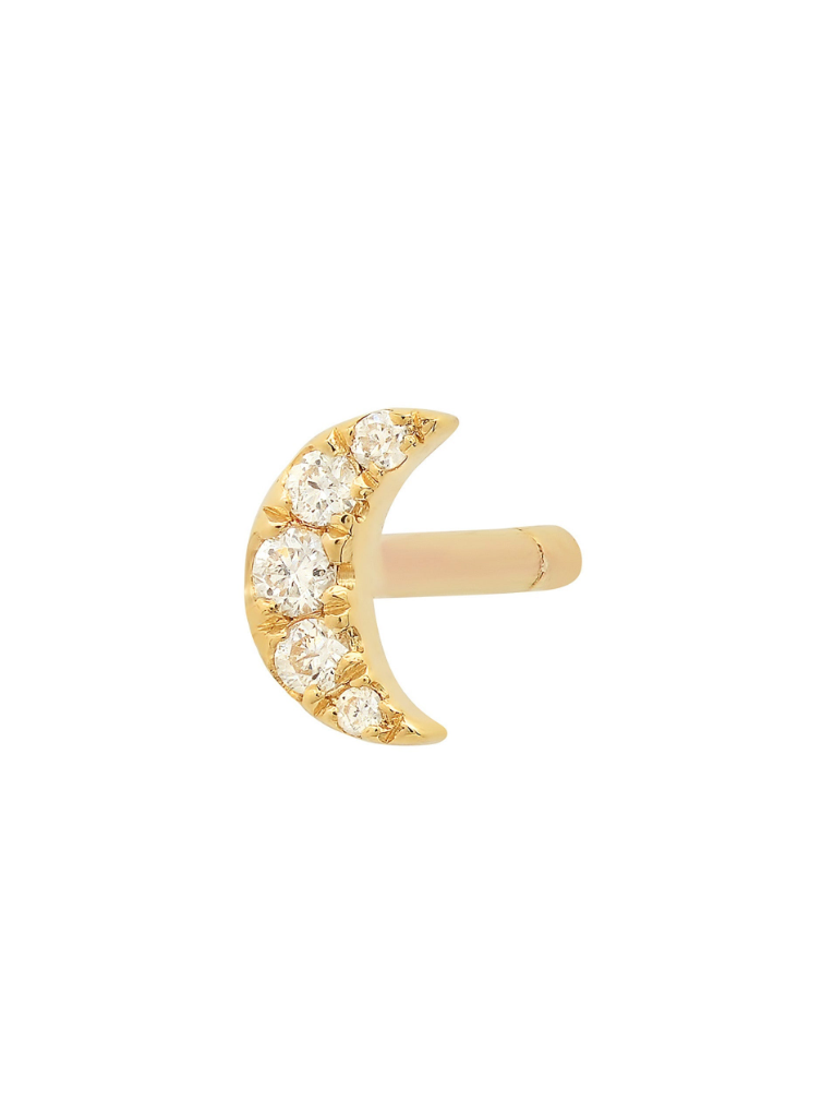 Mini Diamond Moon Earring (single)