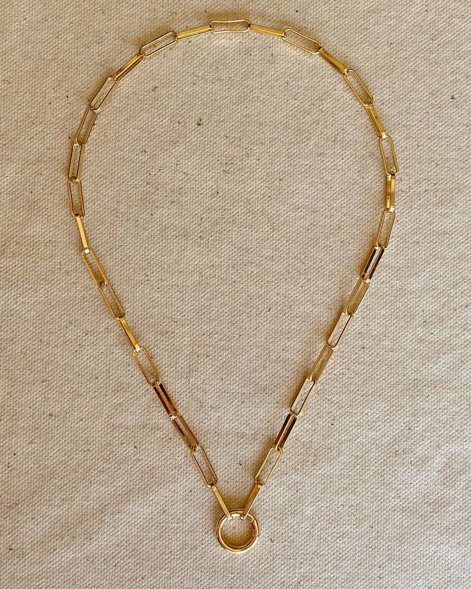 Paperclip Chain Necklace with  Carabiner