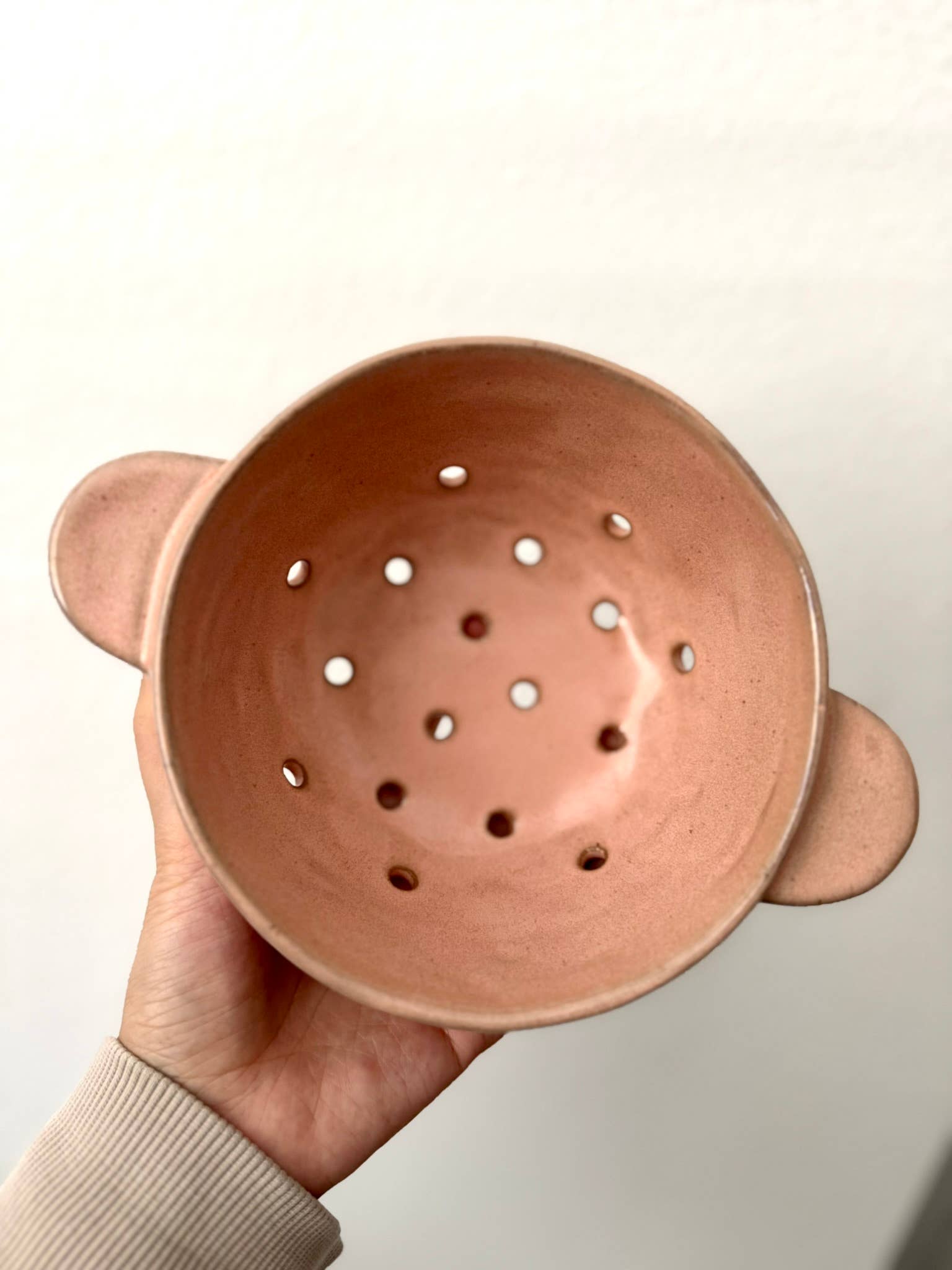 Pink Ceramic Berry Bowl-Berry Colander, Berry Basket