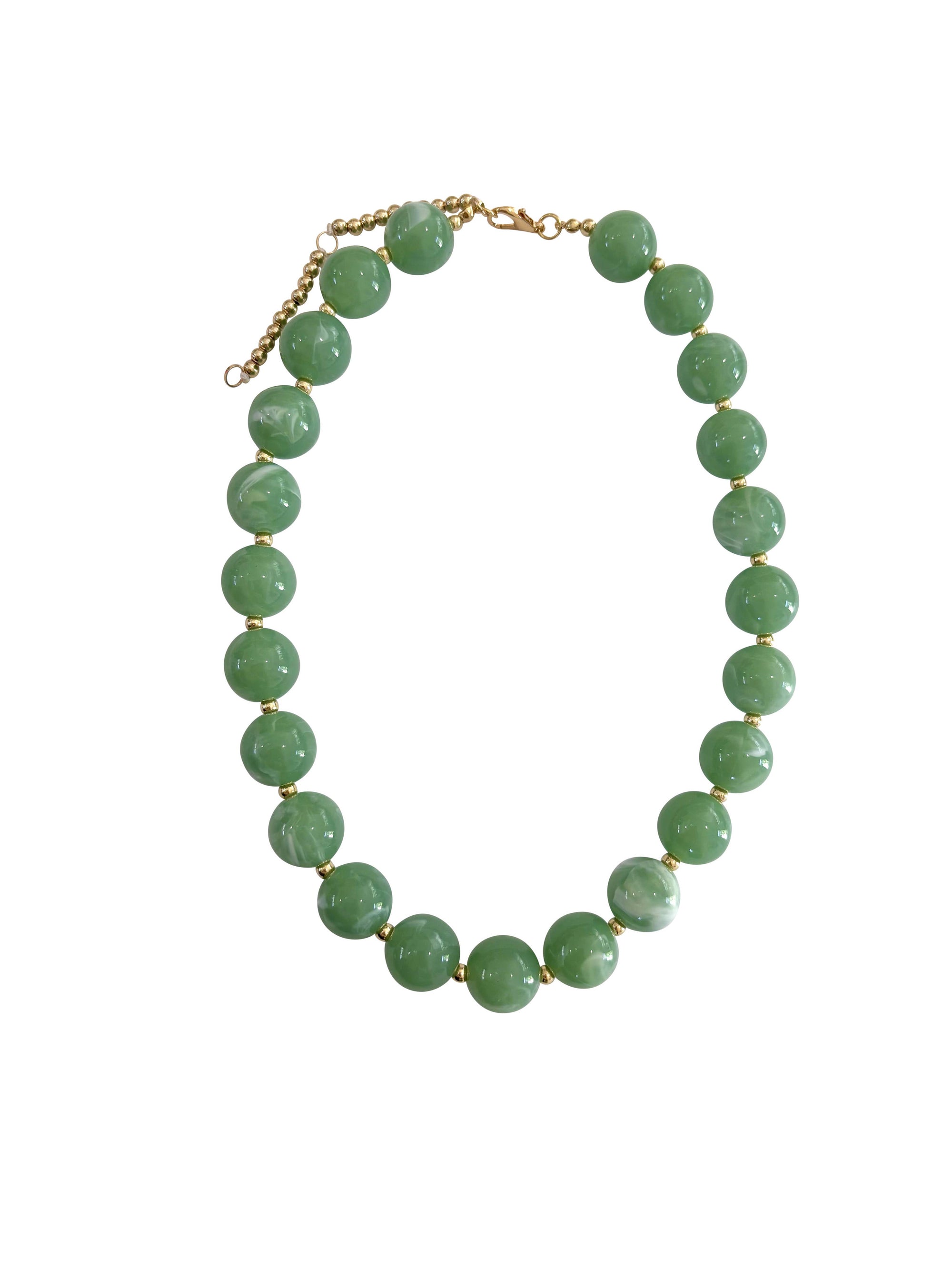 Avery Chunky Beaded Necklace- Sage Green