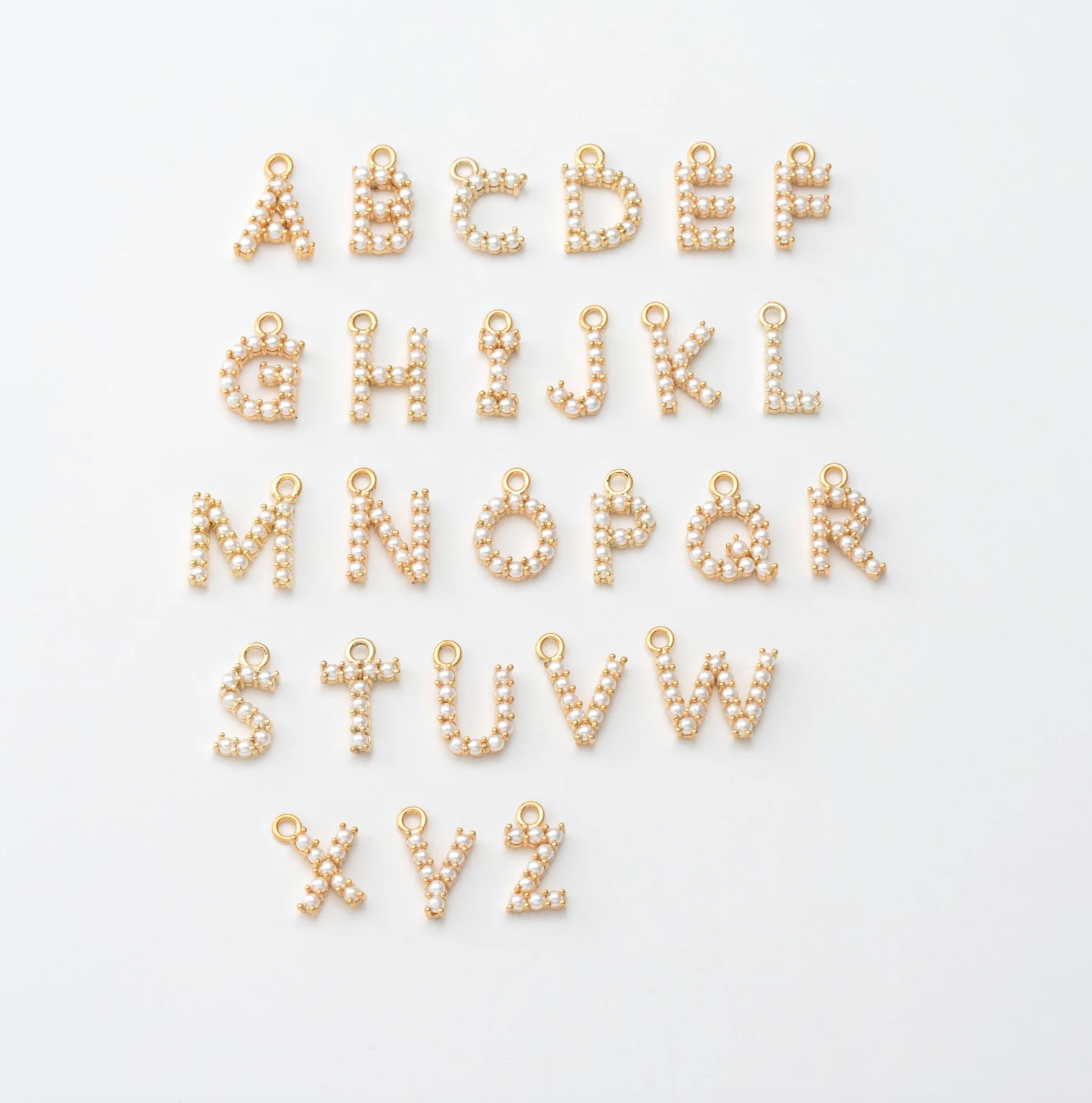 Gold Pearl Letter Charms