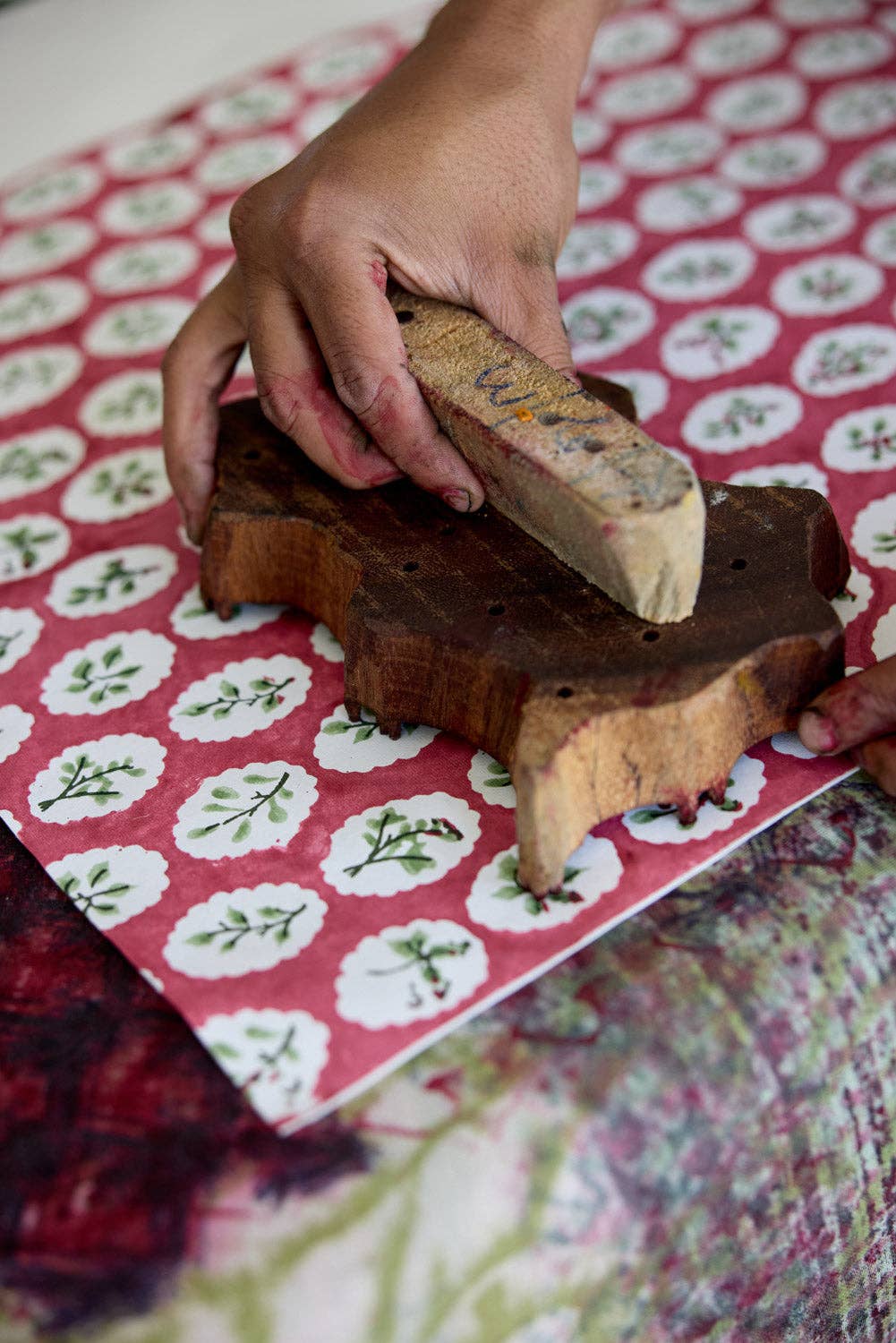 Block Printed Gift Bags (Large) - Christmas Pudding