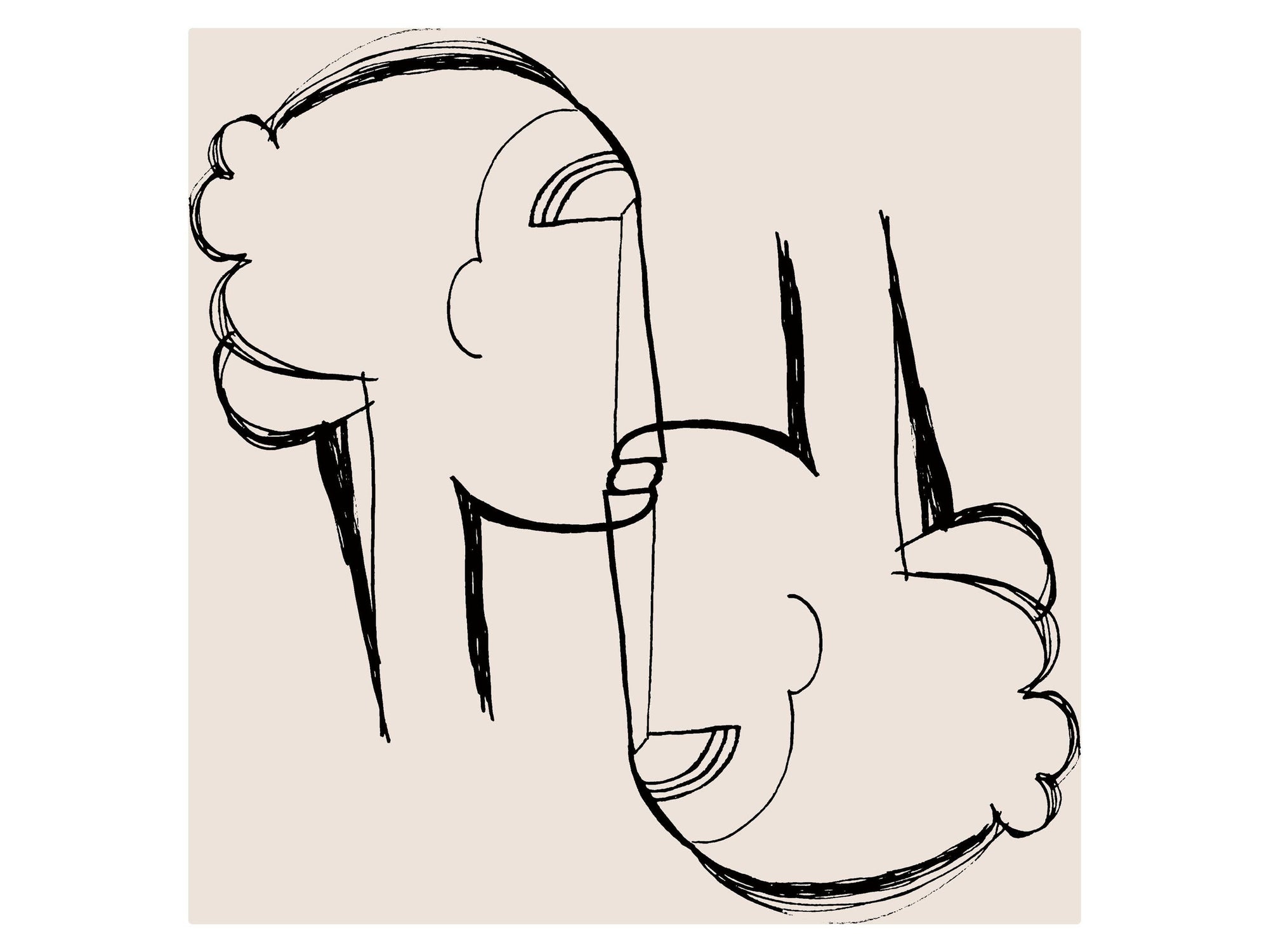 Double Profile Illustration, Giclée Fine Art Print