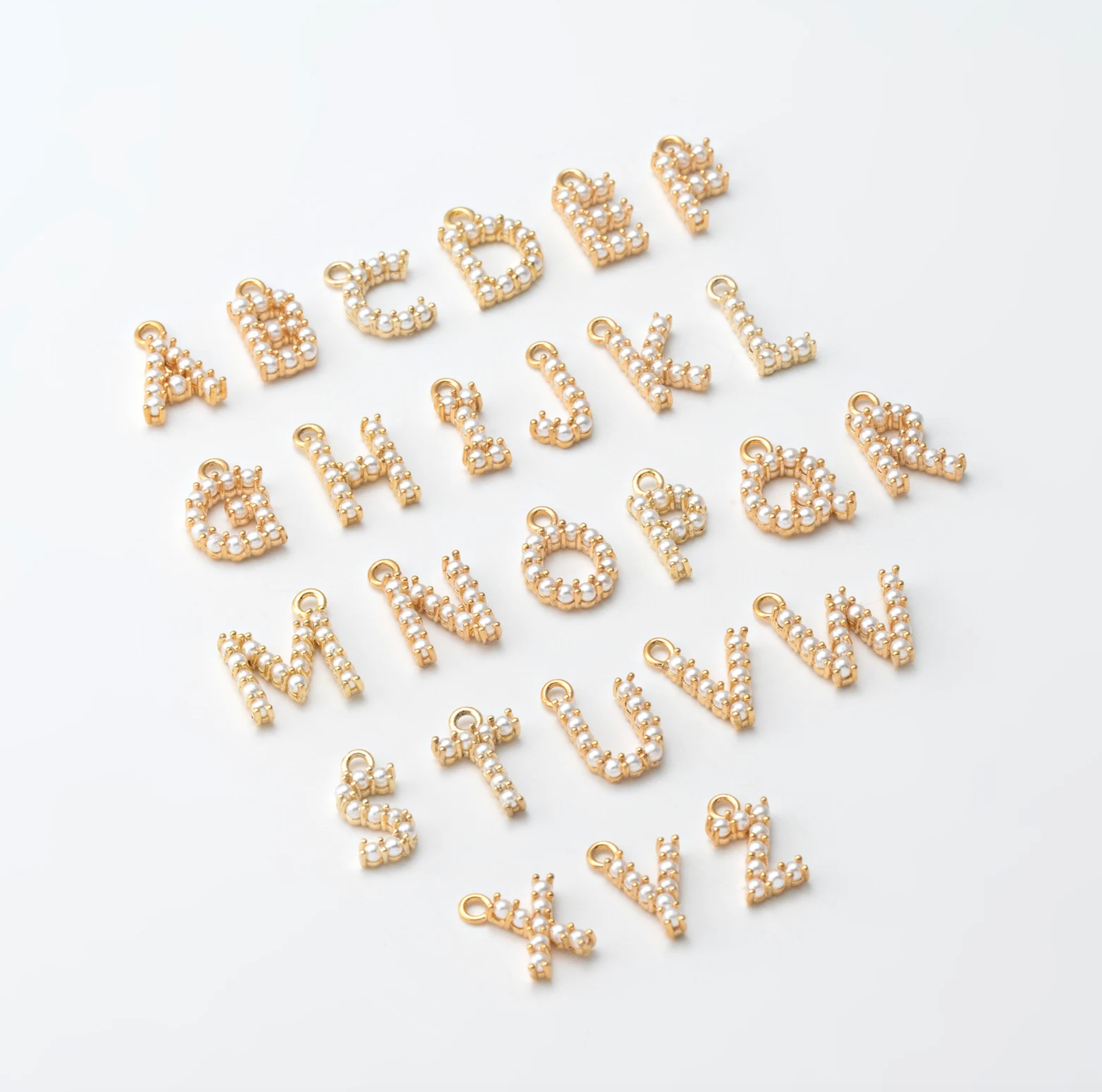 Gold Pearl Letter Charms