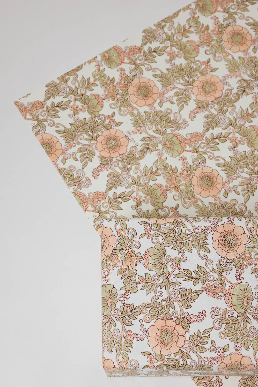 Block Printed Wrapping Paper Sheets - BP Wild Rose Terracotta